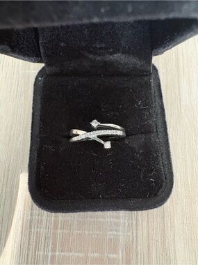 Zales Crossover Crisscross Ring 10kt White Gold and Diamond